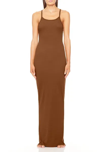 Éterne Cotton-modal Maxi Tank Dress In Brown