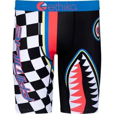 Ethika Kids' Bmr Raceway Boxer Briefs In Black/white