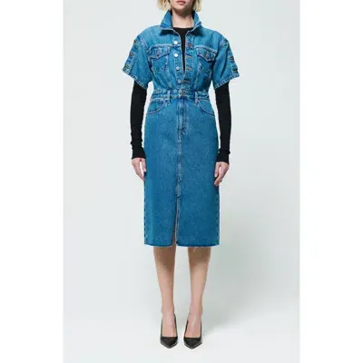 Etica Ética Camelia Denim Trucker Dress In Everglades