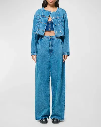 Etica Capucine Cropped Denim Jacket In Everglades