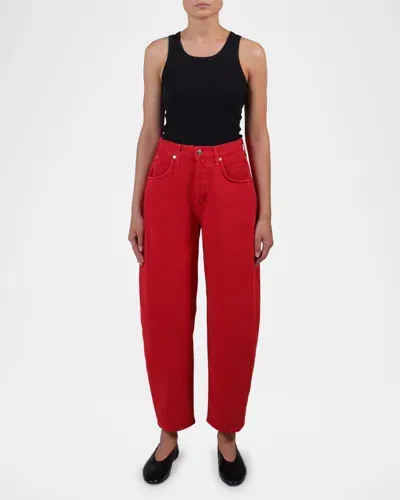 Etica Cassel Ultra High-rise Barrel Jeans In Fiery Red