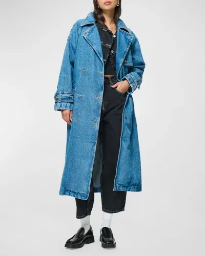 Etica Jaques Denim Trench Coat In Fremont