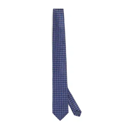 Eton Silk Jacquard Tie In Navy