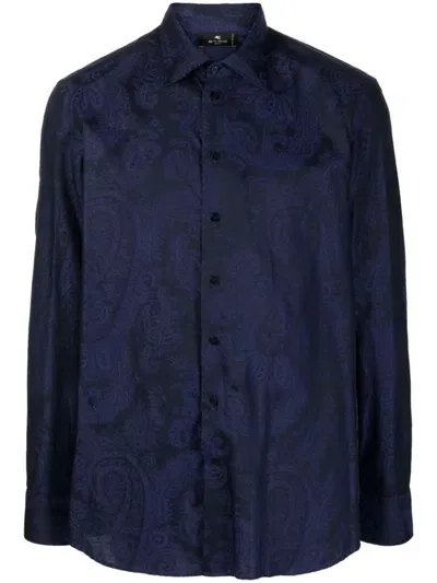 Etro Paisley-print Cotton Shirt In Black