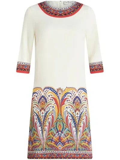 Etro Kaleidoscope Short-sleeve Silk Sheath Dress In Print Floral