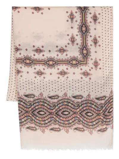 Etro Abstract-pattern Print Frayed-edge Scarf