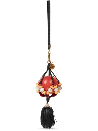 Etro Apple-tassel Leather Charm In Black