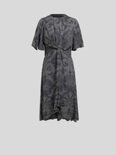 Etro Ausgestelltes Kleid Mit Print In Grey