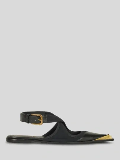 Etro Pointed Slingback Ballerina Shoes In Black