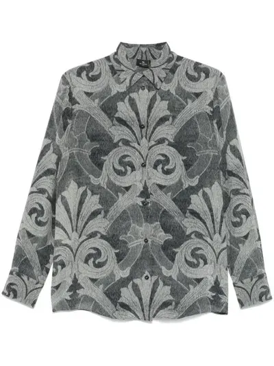 Etro Baroque-printed Shirt In Grey