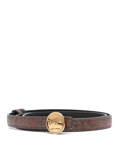 Etro Pegaso-buckle Reversible Belt In Brown