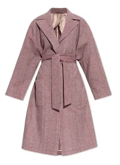 Etro Belted Drop Shoulder Coat In Pink