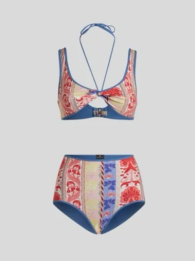 Etro Graphic-print Twisted Bikini Set In White