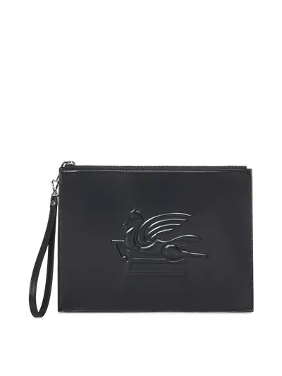 Etro Black Leather Clutch