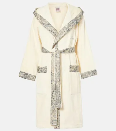 Etro Bloom Cotton Terry Bathrobe In Blue