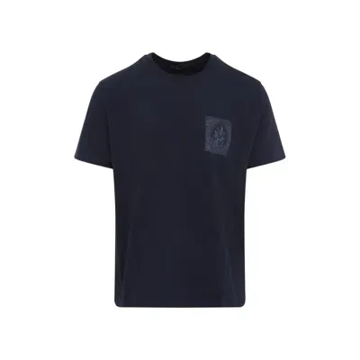 Etro Navy Blue T-shirt With Paisley Patch In Black