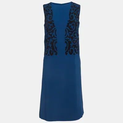 Pre-owned Etro Blue Embellished Sleeveless Shirt Dress S