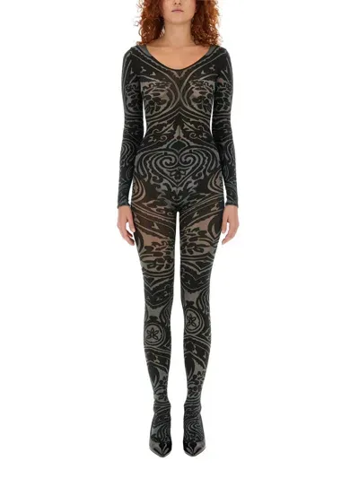 Etro Metallic Jacquard Bodysuit In Grey