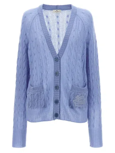 Etro Braided Pattern Cardigan In 浅蓝色