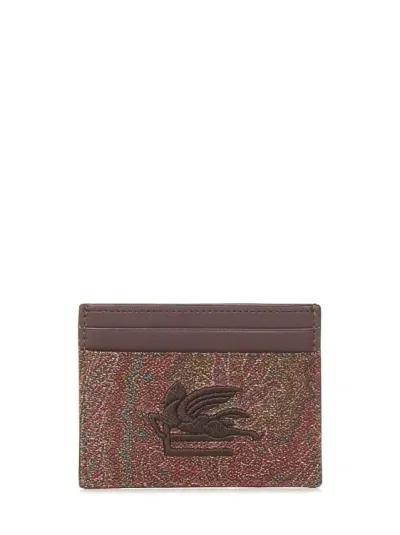 Etro Paisley Card Holder In Brown