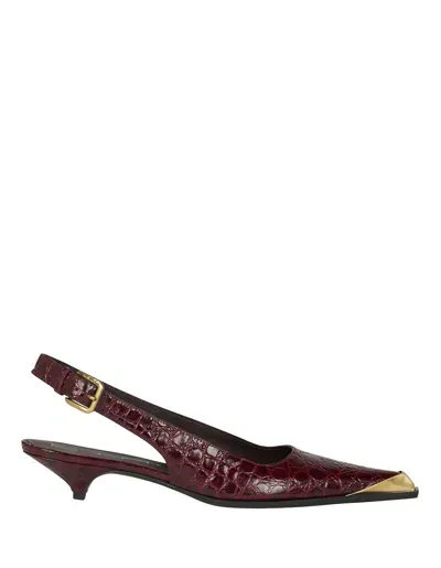 Etro Burgundy Printed Leather Sling-back In Rot