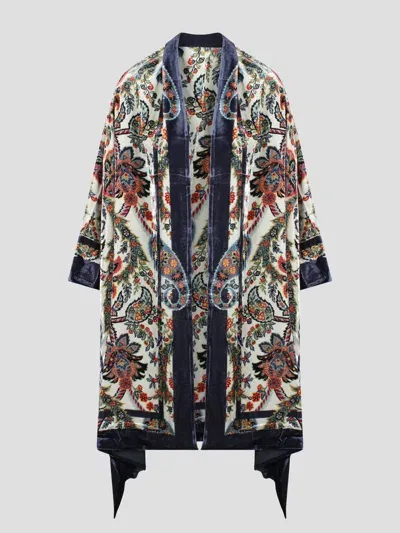 Etro Chenille Kimono Jacket In Grey