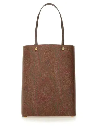 Etro Clutch Embelished Paisley Tote Bag In Brown