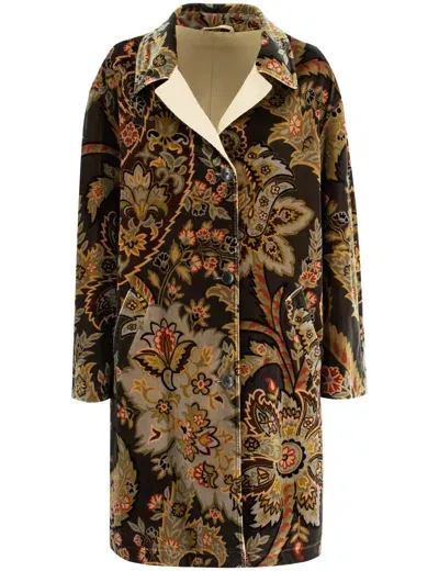 Etro Paisley-print Velvet Coat In Multicolour