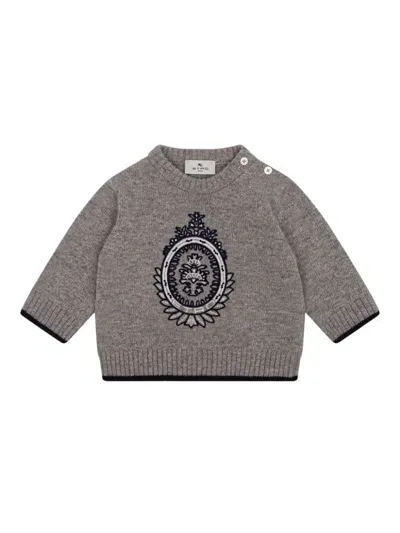 Etro Babies' Coat Of Arms-embroidered Jumper In Grey