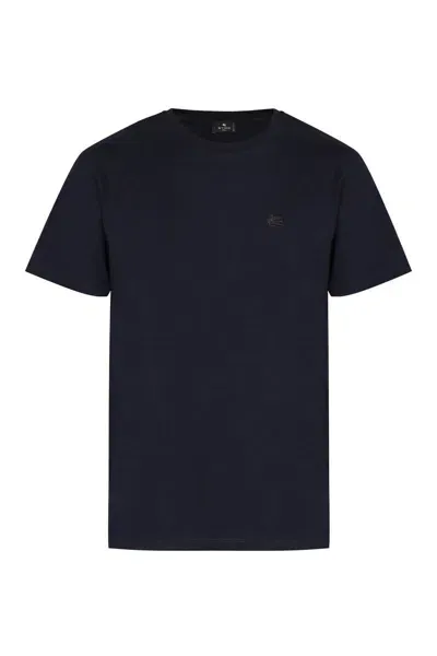 Etro Cotton Crew-neck T-shirt In Blue