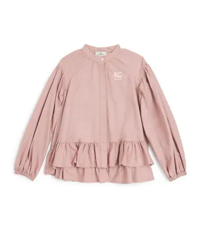 Etro Kids' Cotton Pegasso Logo Shirt In Pink