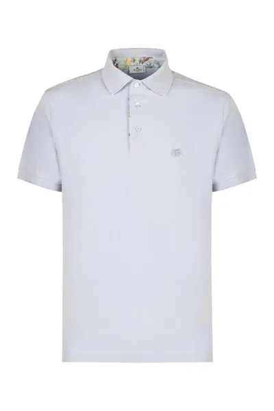 Etro Cotton-piqué Polo Shirt In Blue