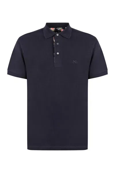 Etro Cotton-piqué Polo Shirt In Blue