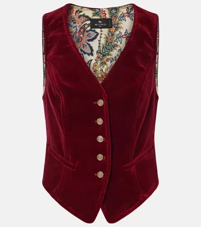 Etro Cotton Velvet Vest In Red