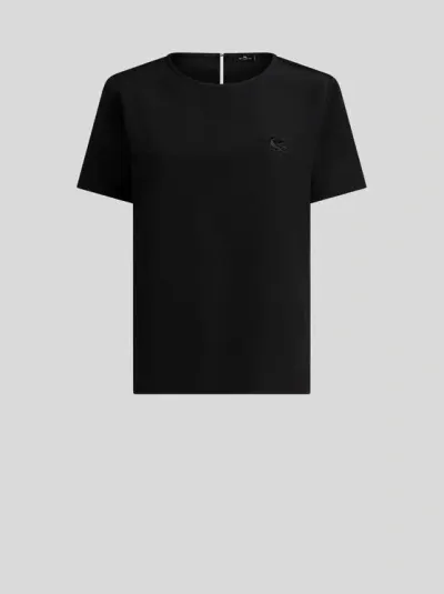 Etro Crepe De Chine T-shirt In Black