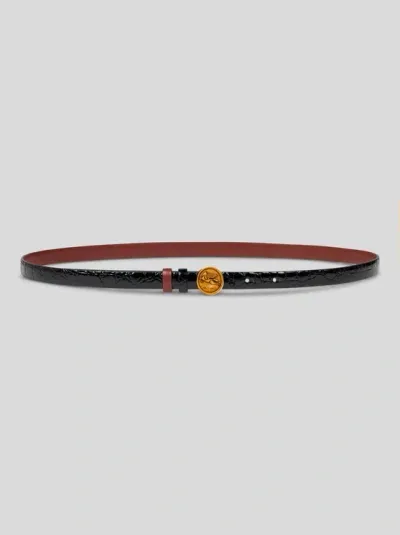 Etro Crocodile-print Belt In Black