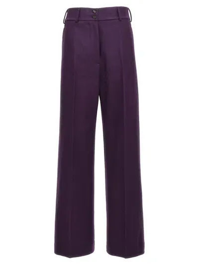 Etro Button Detailed Straight Leg Pants In Dark Purple