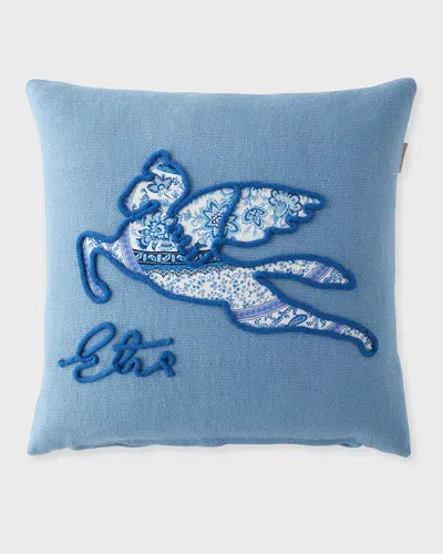 Etro Delhi Embroidered Pillow, 18" Square In Liquidblue