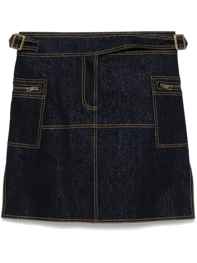 Etro Denim Mini Skirt In Blue