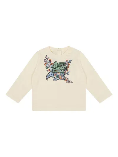 Etro Babies' Embroidered-design T-shirt In Neutrals