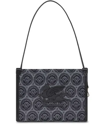 Etro Embroidered Shoulder Bag In Blue