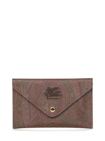 Etro Pegaso Paisley-jacquard Wallet In Brown