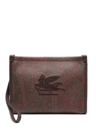 Etro Essential Medium Pouch In Brown