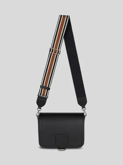 Etro Small Essential Leather Messenger Bag In Black