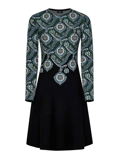 Etro Flared Mini Dress In Black