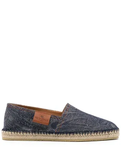 Etro Paisley-print Denim Espadrilles In Blue