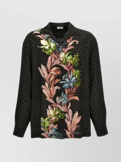 Etro Floral Printed Collared Button In Multi