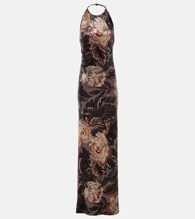 Etro Printed Jersey Long Dress In Multicolour