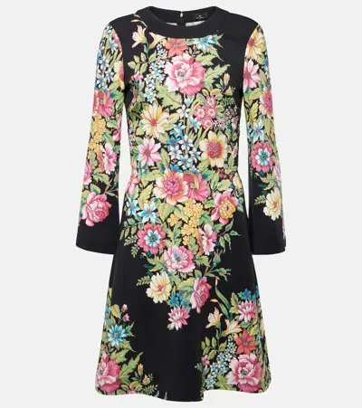 Etro Floral Minidress In Black