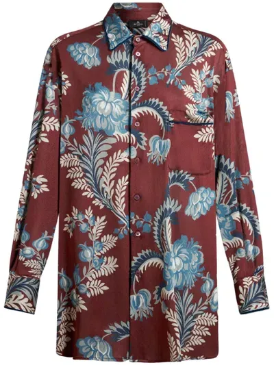 Etro Floral-print Shirt In Red